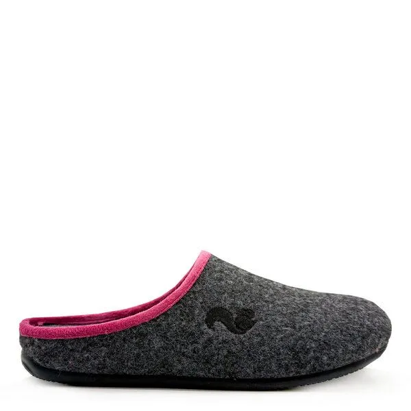 thies Veganer Slipper "thies ® PET Piping" aus weichem Filz, Dark grey, – Produktbild 1 von 4