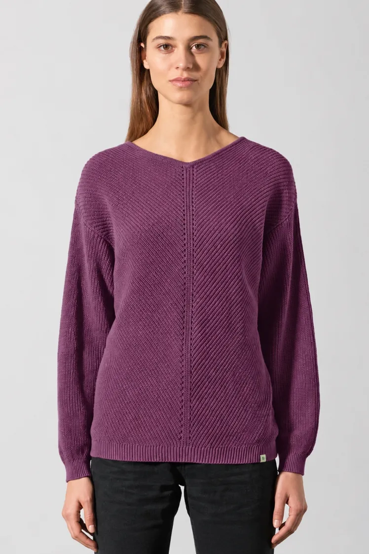 HempAge Hempage Damen vegan Pullover Timeless In Lila, Violett, – Produktbild 1 von 2
