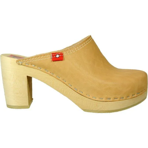Klox Klox New York - High Heel Holzclog mit pflanzlich gegerbtem Leder, Natur (braunbeige), – Produktbild 1 von 3