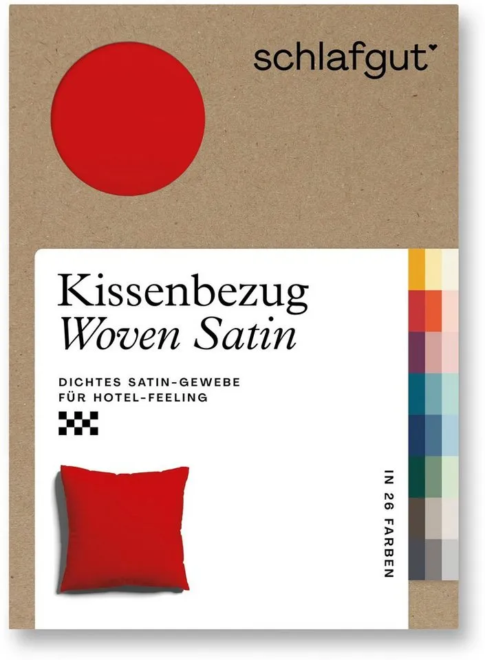 Schlafgut Schlafgut Kissenbezug Premium Kissenhülle Woven Satin, 100% Baumwolle, (1 Stück), Ton-in-Ton Reißverschluss, Fadendichte von 300tc, Uni, OEKO Tex, Rot, – Produktbild 4 von 5
