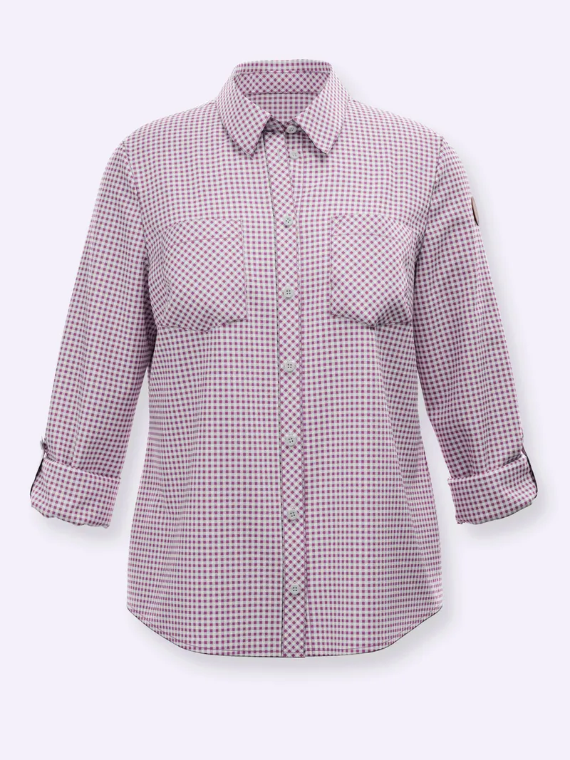 Witt Karobluse violett-weiß-kariert, Violett-weiß-kariert, – Produktbild 1 von 2