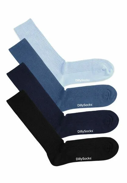 DillySocks DillySocks Socken „Premium Ribbed Collection“, Baby blue - steel blue - dark navy - night black, – Produktbild 1 von 4