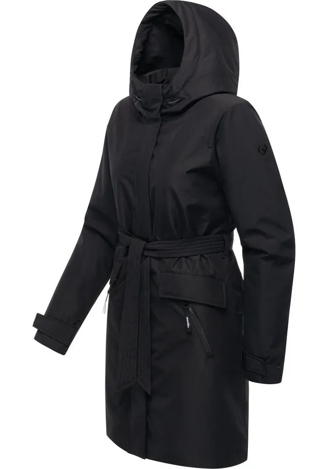 ragwear ragwear Kurzmantel Horatia Warm YOUMODO Wasserdichter Wintermantel mit Bindegürtel, Schwarz, – Produktbild 3 von 3