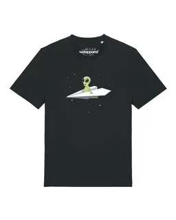 watapparel watapparel T-Shirt Unisex Alien on a paper plane – Produktbild 1 von 1