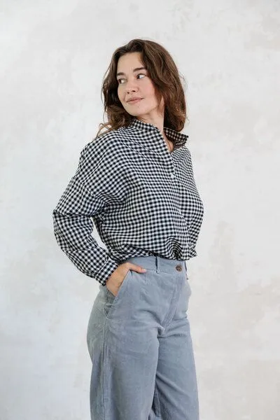 Jyoti - Fair Works Jyoti - Fair Works Bio-Baumwoll Bluse Hawali, Kariert, – Produktbild 2 von 3