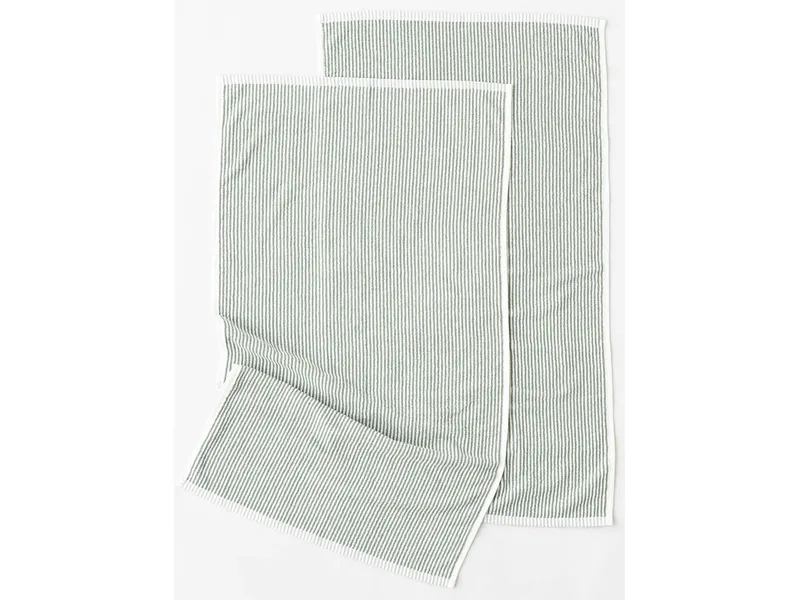 MELA MELA Handtuch Style TANVI Stripes aus 100% Bio-Baumwolle, Herbal green gestreift, – Produktbild 2 von 6