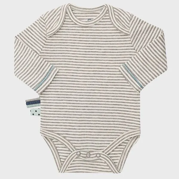 OrganicEra Baby Langarm Bodysuit, gestreift 'OrganicEra' aus Bio Baumwolle, Grey melange (grau), – Produktbild 3 von 4