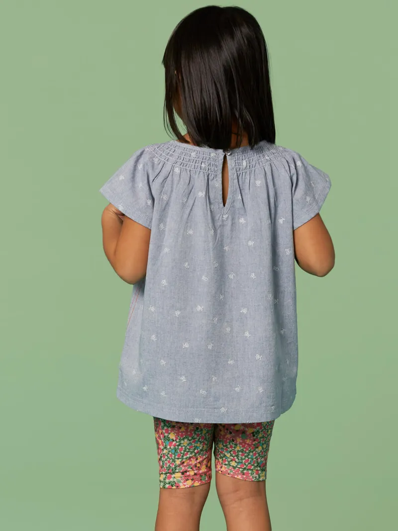 White Stuff Rüschentop aus Chambray - 5-6, Blau, – Produktbild 4 von 4