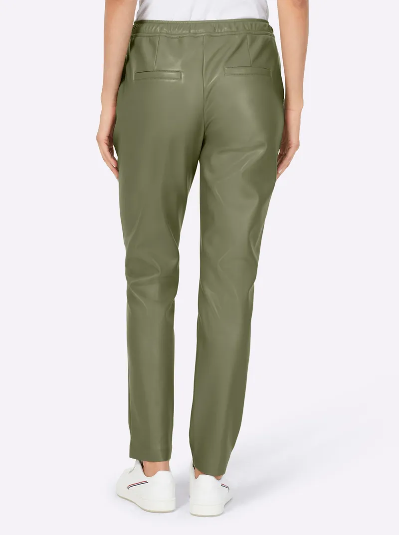 heine Lederimitathose, Khaki, – Produktbild 2 von 3