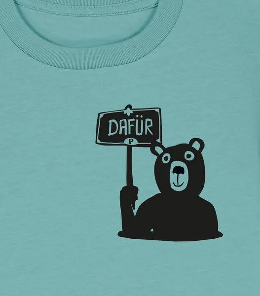 päfjes päfjes Der Bär ist DAFÜR! Du auch? - Kinder T-Shirt aus Bio Baumwolle Fair - Siebdruck, Teal monstera (mint), – Produktbild 3 von 3