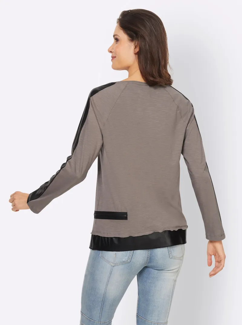 heine Langarmshirt taupe, Taupe, – Produktbild 1 von 2