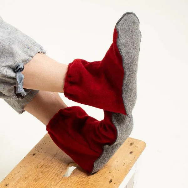 nahtur-design nahtur-design Fuß- und Pulswärmer aus 100% Schurwolle | natürliche Wärme, Rot, – Produktbild 3 von 4