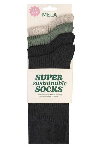 MELA MELA 4-Paar Fairtrade Socken aus Biobaumwolle | gerippt, Mix natural dark, – Produktbild 1 von 1