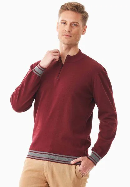 ORGANICATION ORGANICATION Pullover aus Bio-Baumwolle mit Troyerkragen, Syrah red, – Produktbild 4 von 4