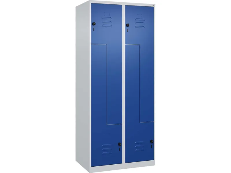 C+P C+P Z-Spind Classic PLUS, 4 Fächer, 1850x800x500mm, Lichtgrau/Enzianblau – Produktbild 1 von 1