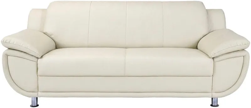 TRENDMANUFAKTUR 2-Sitzer Rondo 178 cm, 2-Sitzer, komfortabel, Federkern optional, Chromfüße, Couch wahlweise mit Federkern und in verschiedenen Bezügen bestellbar, Weiß, – Produktbild 3 von 5