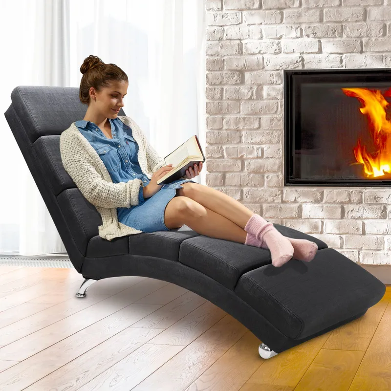 Casaria® Relaxliege London Anthrazit Webstoff, Anthrazit, – Produktbild 1 von 2