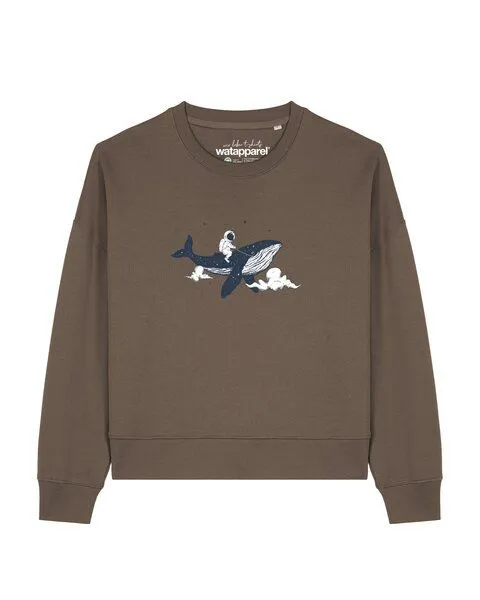 watapparel watapparel Sweatshirt Frauen Spacewhale, Mocha, – Produktbild 1 von 2