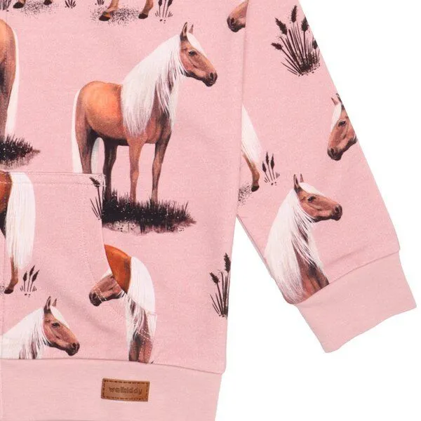 Walkiddy Mädchen Kapuzenjacke GOTS zertifiziert – Bio-Baumwolle, Rosa mit Muster, Reißverschluss, weich & bequem | Walkiddy – Produktbild 3 von 3