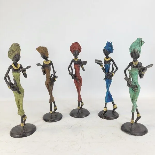 Moogoo Creative Africa Moogoo Creative Africa Bronze-Skulptur "Frau mit Buch & Kind an der Taille" by Issouf | 25cm | Unikate, Grün, – Produktbild 2 von 2