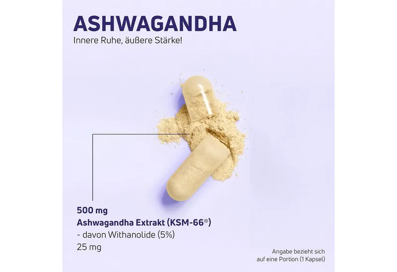Neosupps Ashwagandha KSM-66, 100% Wurzelextrakt mit 5% Withanoliden, 90 Kapseln, Unterstützt Blutzuckerspiegel, Energie & mentale Klarheit – Produktbild 5 von 5