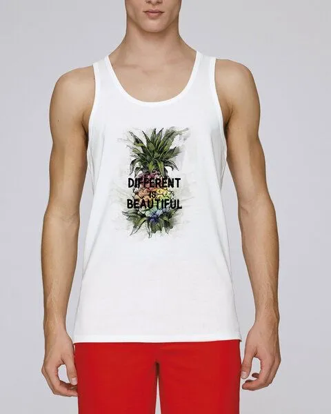 Human Family Human Family Herren Statement Tanktop aus Bio Baumwolle "Different is Beautiful", Weiss/white, – Produktbild 1 von 2