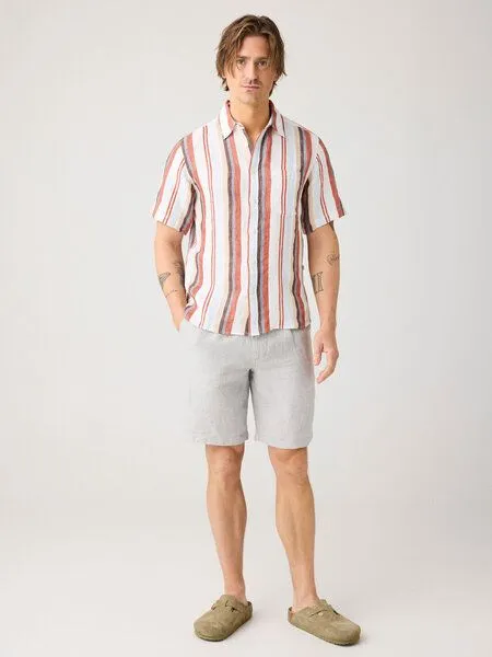 KnowledgeCotton Apparel KnowledgeCotton Apparel Leinenshorts - Loose linen shorts - VEGAN - aus Bio-Leinen, Grau-yarndyed (ultimate grey), – Produktbild 1 von 3