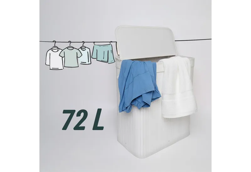 RELAXDAYS RELAXDAYS Wäschekorb Bambus Wäschekorb mit Deckel (1 St), weiß, 72 L, Weiß, – Produktbild 5 von 5