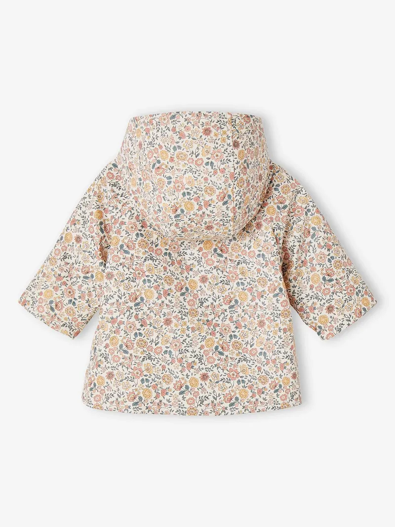 Vertbaudet Vertbaudet Gefütterte Mädchen Baby Regenjacke mit Blumen, Rosa bedruckt, – Produktbild 2 von 4
