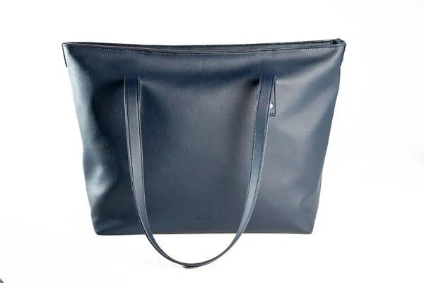 GREVIRO GREVIRO Totebag "XL" aus Kaktusleder (vegan), Blau genarbt, – Produktbild 1 von 4