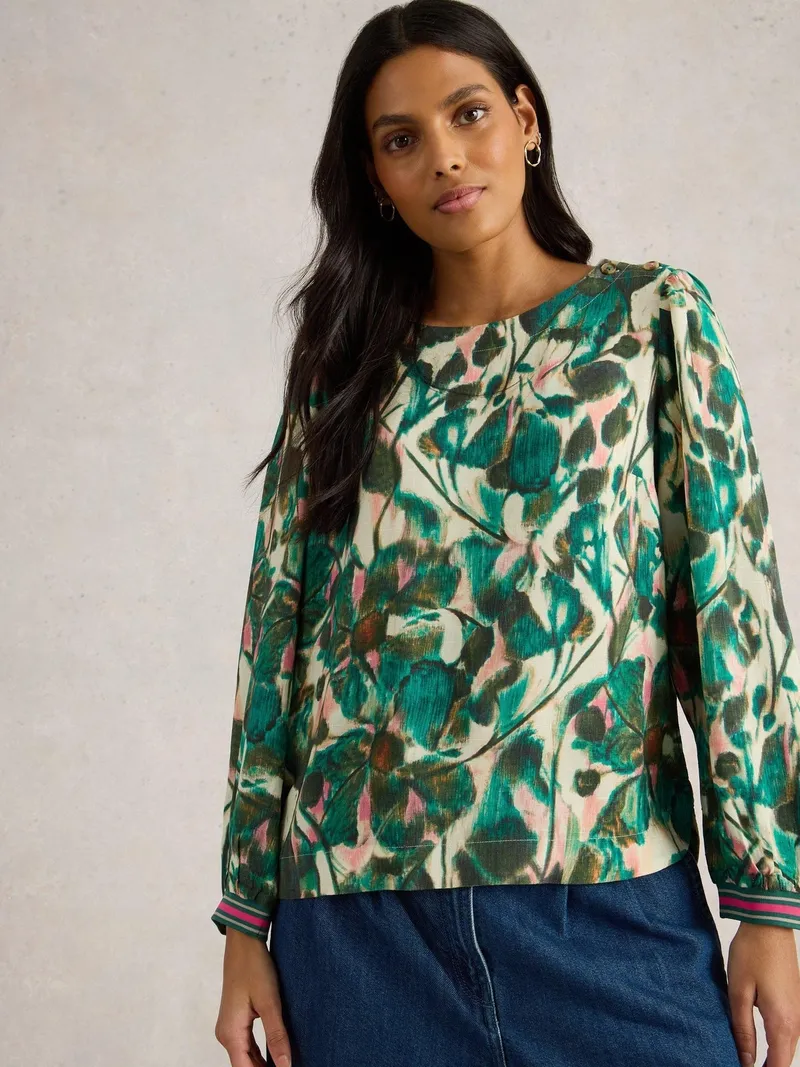 White Stuff White Stuff Top Angie, Grün print, – Produktbild 3 von 4