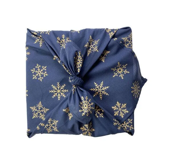 FabRap Gift Wrap FabRap Gift Wrap Wiederverwendbare Geschenkverpackung Furoshiki (einseitig), Midnight snowflakes (blau), – Produktbild 2 von 4