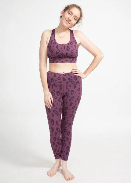 boochen boochen Highwaist Leggings mit Leopard Print, Lila leopard, – Produktbild 1 von 4