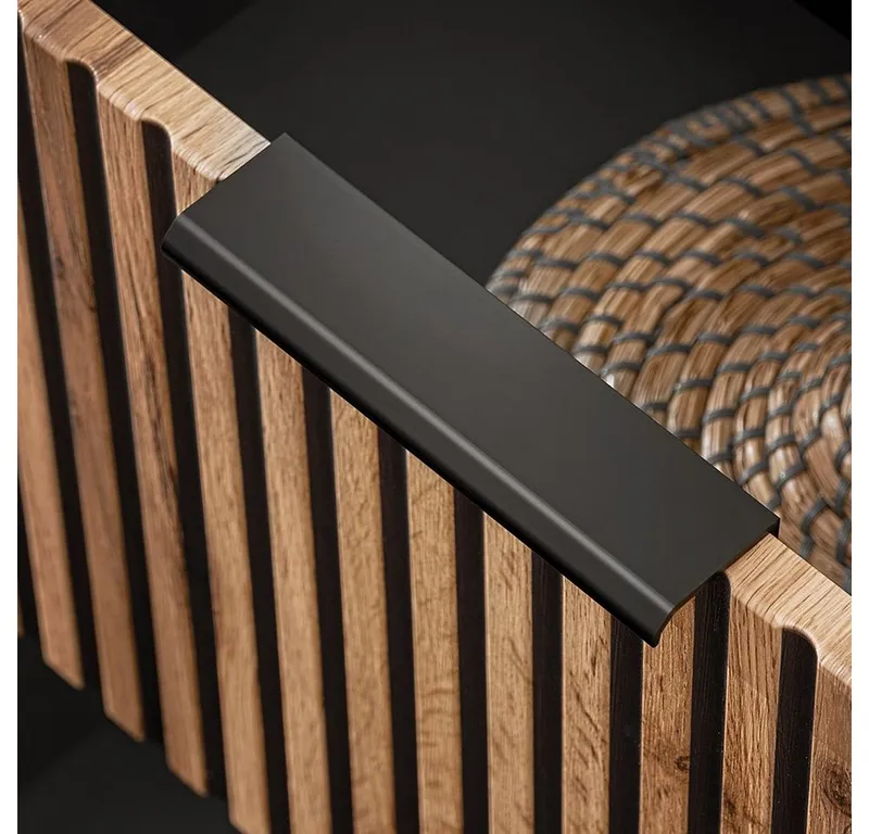 Lomadox Waschbeckenschrank XANTEN-56 100 cm in anthrazit mit Eiche Nb. schwarz gerillt, Braun|grau, – Produktbild 2 von 5