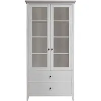 Vitrine "Solvita" mit 2 Glastüren und 2 SL, B 101 x T 40 x H 200 cm, Kiefer weiß – Produktbild 1 von 1