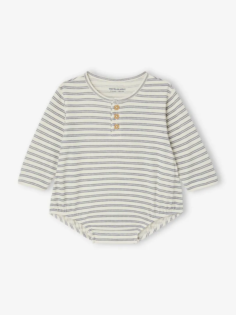 Vertbaudet Baby Body mit Henley-Ausschnitt langarm, Wollweiß, – Produktbild 1 von 4