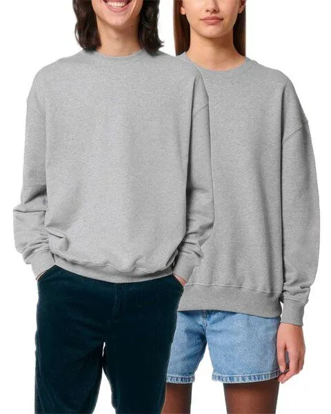 YTWOO YTWOO Oversized Sweatshirt aus reiner Bio-Baumwolle, Dry Handfeel, Grau meliert, – Produktbild 1 von 4