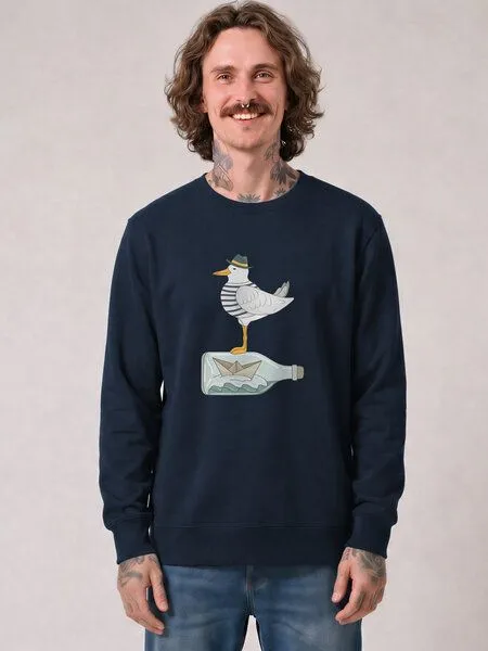 watapparel watapparel Sweatshirt Unisex Möwe mit Hut, French navy, – Produktbild 2 von 2