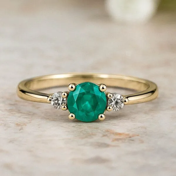 Spirit of Island Spirit of Island Gold Ring | Smaragd & Diamanten Paar, Grün, – Produktbild 1 von 4