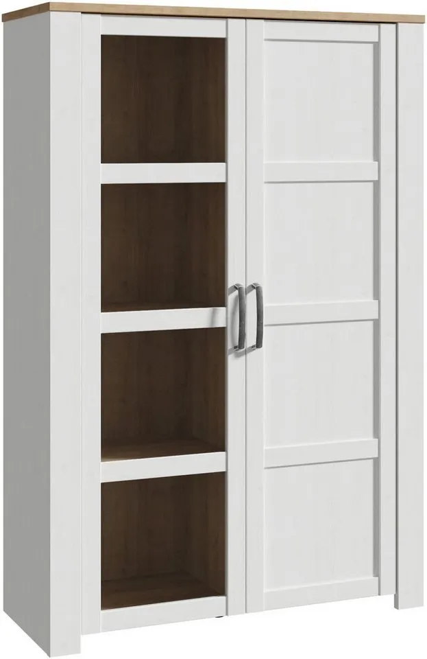 FORTE Highboard Bohol, Vitrine mit Glastüre, viel Stauraum, B/H/T 106,4/160,6/42 cm Beleuchtung optional bestellbar, Weiß, – Produktbild 2 von 4