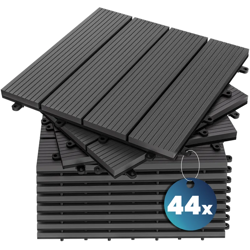 Casaria® WPC Fliesen 44er-Set Klassik Anthrazit - 30x30cm, Anthrazit, – Produktbild 1 von 2