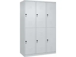 C+P C+P Doppelstock-Spind Classic PLUS, 6 Fächer, 1850x1200x500mm, Lichtgrau/Lichtgrau – Produktbild 1 von 1