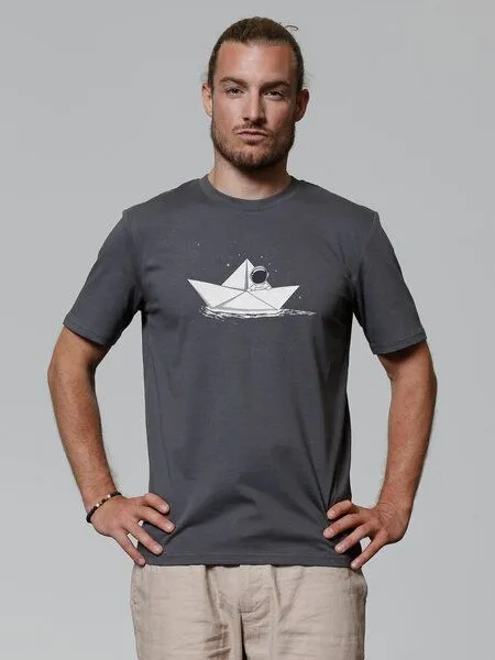 watapparel watapparel T-Shirt Astronaut in paper boat, Anthracite, – Produktbild 2 von 4