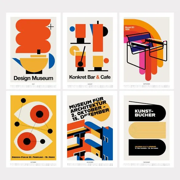 Photocircle Photocircle Bauhaus Tribute Wandkalender 2027 mit retro Designpostern von Bo Lundberg – Produktbild 3 von 4