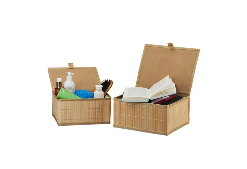 RELAXDAYS RELAXDAYS Aufbewahrungskorb Bambus 2-tlg. Set (2 St., 2er Set), Braun, – Produktbild 1 von 5