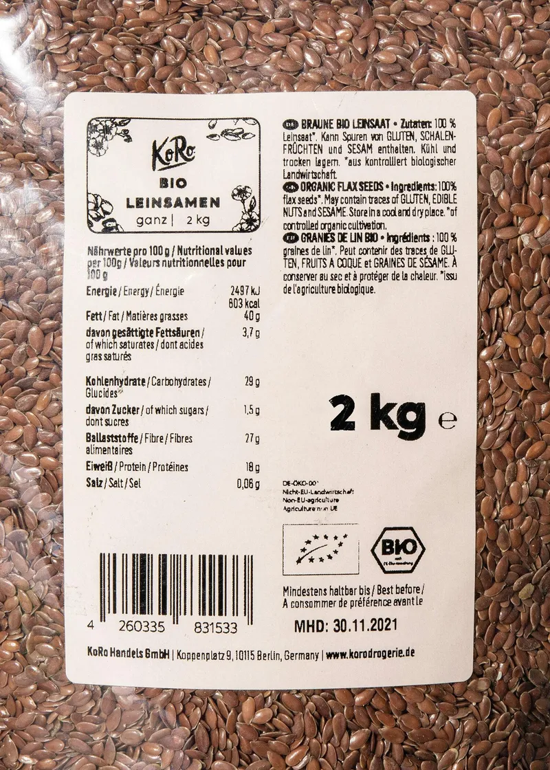 KoRo Bio Leinsamen 2 kg – Produktbild 5 von 5