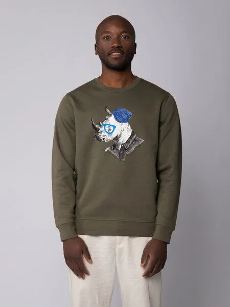 watapparel watapparel Sweatshirt Unisex Nashorn, Khaki, – Produktbild 2 von 4