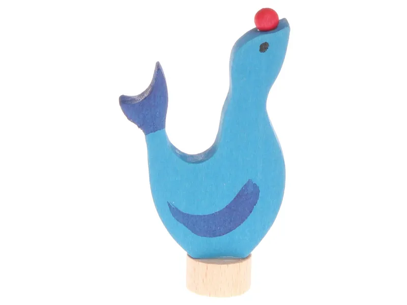 Grimms Grimms Seehund Steckfigur aus Lindenholz, bunt lasiert Höhe 7 cm, Blau, mehrfarbig, – Produktbild 1 von 2