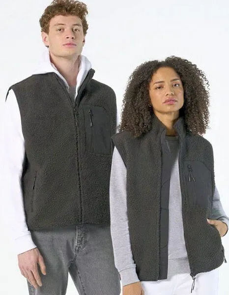 Sol's Sol's Winter Fleeceweste dick und kuschelig recycelt Unisex Seitentaschen mit Reißverschluss Winterweste Polarfleece XXS bis 4XL Sherpa Gilet Bodywarmer, Schwarz, – Produktbild 3 von 3