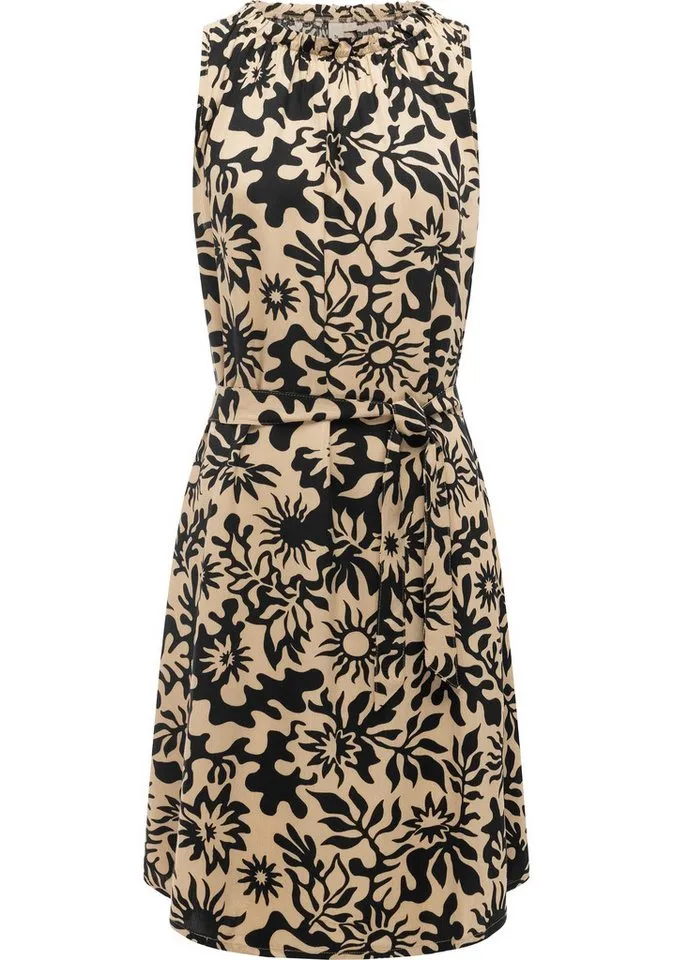 ragwear ragwear Strandkleid Isalie Print Leichtes Sommerkleid mit Rüschenkragen, Braun, – Produktbild 1 von 3